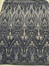 Big Sequin Damask Polyester Fabric - Damask Sequin Mesh, 54" Width (1 Yard)