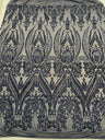 Big Sequin Damask Polyester Fabric - Damask Sequin Mesh, 54" Width (1 Yard)