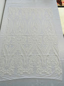 Big Sequin Damask Polyester Fabric - Damask Sequin Mesh, 54" Width (1 Yard)
