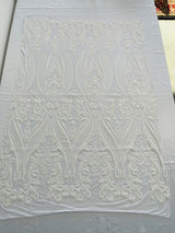 Big Sequin Damask Polyester Fabric - Damask Sequin Mesh, 54" Width (1 Yard)