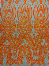 Big Sequin Damask Polyester Fabric - Damask Sequin Mesh, 54" Width (1 Yard)