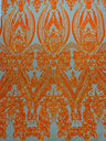 Big Sequin Damask Polyester Fabric - Damask Sequin Mesh, 54" Width (1 Yard)