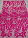 Big Sequin Damask Polyester Fabric - Damask Sequin Mesh, 54" Width (1 Yard)