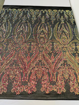 Big Sequin Damask Polyester Fabric - Damask Sequin Mesh, 54" Width (1 Yard)