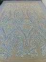 Big Sequin Damask Polyester Fabric - Damask Sequin Mesh, 54" Width (1 Yard)