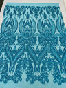 Big Sequin Damask Polyester Fabric - Damask Sequin Mesh, 54" Width (1 Yard)