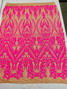 Big Sequin Damask Polyester Fabric - Damask Sequin Mesh, 54" Width (1 Yard)