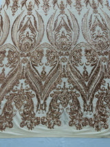 Big Sequin Damask Polyester Fabric - Damask Sequin Mesh, 54" Width (1 Yard)