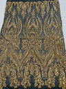 Big Sequin Damask Polyester Fabric - Damask Sequin Mesh, 54" Width (1 Yard)
