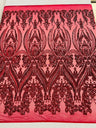 Big Sequin Damask Polyester Fabric - Damask Sequin Mesh, 54" Width (1 Yard)