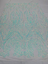 Big Sequin Damask Polyester Fabric - Damask Sequin Mesh, 54" Width (1 Yard)