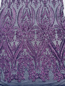 Big Sequin Damask Polyester Fabric - Damask Sequin Mesh, 54" Width (1 Yard)