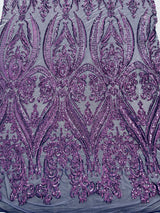Big Sequin Damask Polyester Fabric - Damask Sequin Mesh, 54" Width (1 Yard)