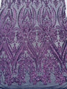 Big Sequin Damask Polyester Fabric - Damask Sequin Mesh, 54" Width (1 Yard)