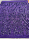Big Sequin Damask Polyester Fabric - Damask Sequin Mesh, 54" Width (1 Yard)