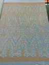 Big Sequin Damask Polyester Fabric - Damask Sequin Mesh, 54" Width (1 Yard)