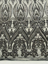 Big Sequin Damask Polyester Fabric - Damask Sequin Mesh, 54" Width (1 Yard)