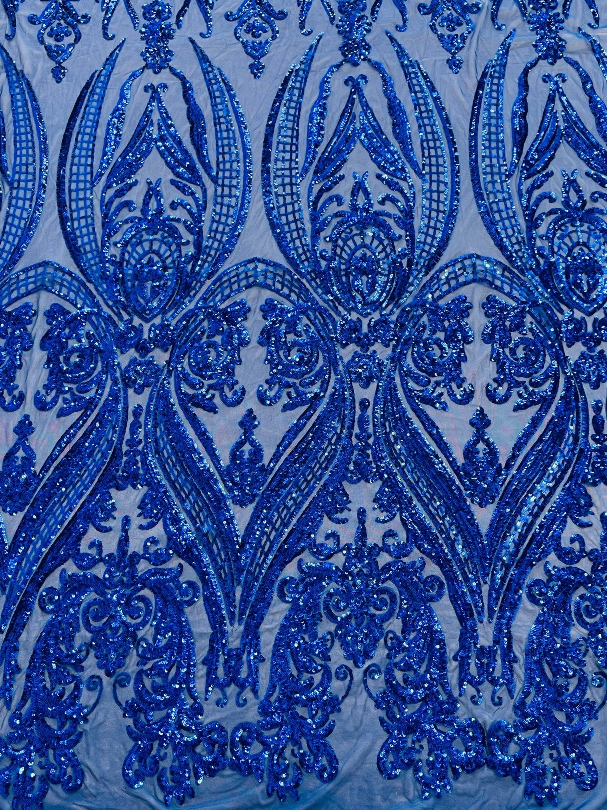 Big Sequin Damask Polyester Fabric - Damask Sequin Mesh, 54" Width (1 Yard)