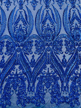 Big Sequin Damask Polyester Fabric - Damask Sequin Mesh, 54" Width (1 Yard)