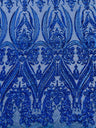 Big Sequin Damask Polyester Fabric - Damask Sequin Mesh, 54" Width (1 Yard)