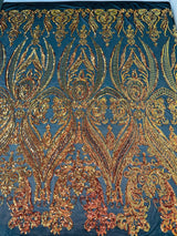 Big Sequin Damask Polyester Fabric - Damask Sequin Mesh, 54" Width (1 Yard)