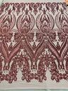Big Sequin Damask Polyester Fabric - Damask Sequin Mesh, 54" Width (1 Yard)