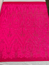 Big Sequin Damask Polyester Fabric - Damask Sequin Mesh, 54" Width (1 Yard)