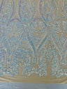 Big Sequin Damask Polyester Fabric - Damask Sequin Mesh, 54" Width (1 Yard)