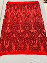 Big Sequin Damask Polyester Fabric - Damask Sequin Mesh, 54" Width (1 Yard)
