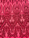 Big Sequin Damask Polyester Fabric - Damask Sequin Mesh, 54" Width (1 Yard)