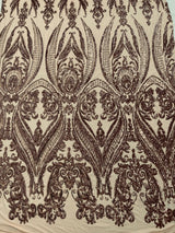 Big Sequin Damask Polyester Fabric - Damask Sequin Mesh, 54" Width (1 Yard)