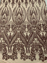 Big Sequin Damask Polyester Fabric - Damask Sequin Mesh, 54" Width (1 Yard)