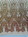 Big Sequin Damask Polyester Fabric - Damask Sequin Mesh, 54" Width (1 Yard)