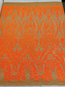 Big Sequin Damask Polyester Fabric - Damask Sequin Mesh, 54" Width (1 Yard)