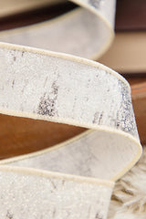 1.5" x 10 Yard Glitter Birch Bark On Cotton Ribbon