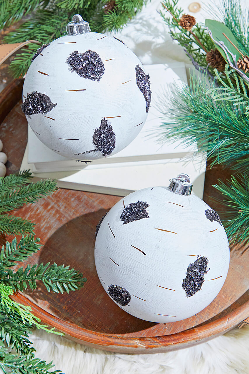 15 Cm Birch Ball Christmas Ornaments-Set of 2