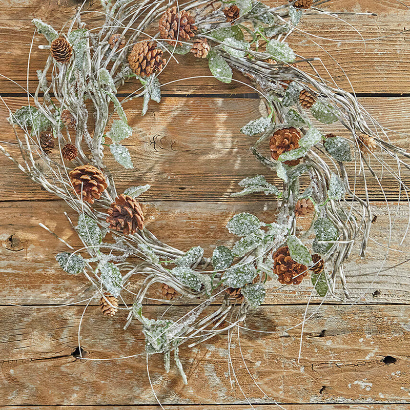 Rustic Birch Pinecone Wreath 20 Inch Farmhouse Style Holiday Decoration