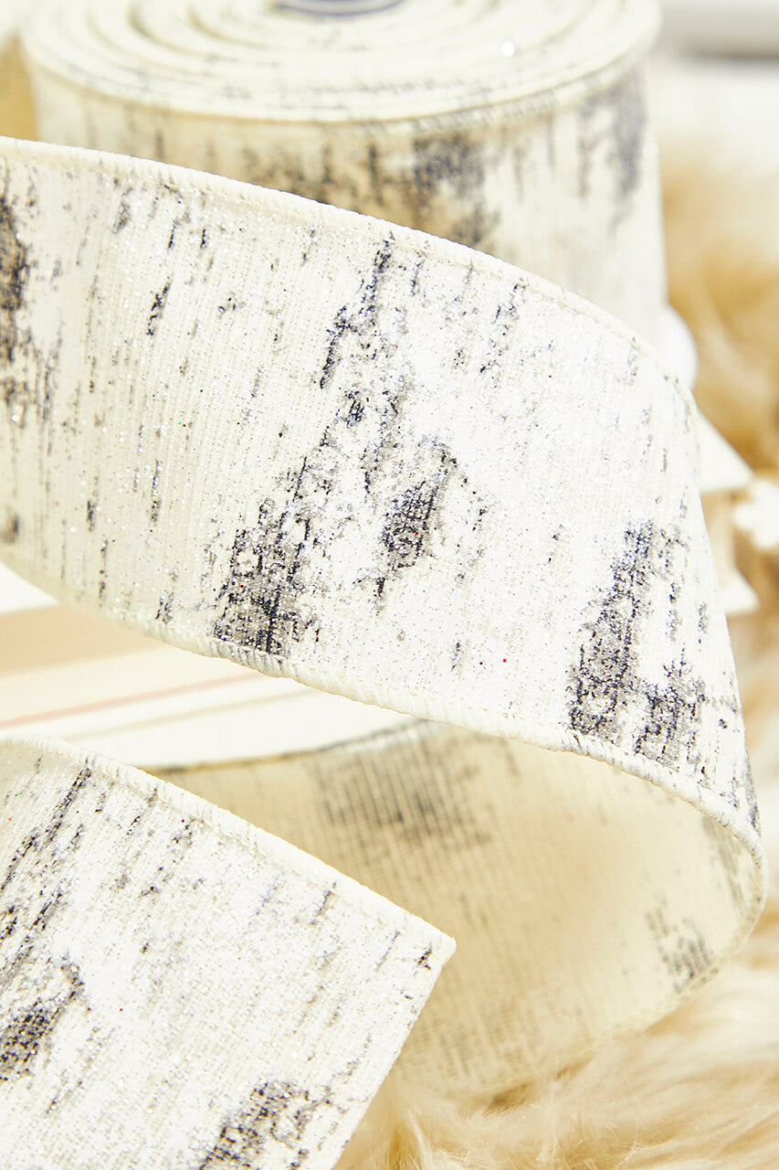 2.5-Inch x 10-Yard Glitter Birch Ribbon Winter Craft Decor