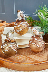 5” Bird on Ball Glass Ornament