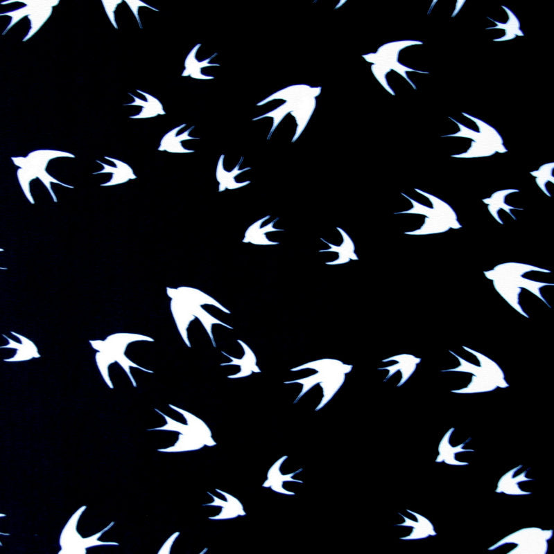 Swim Knit Nylon Lycra Flights of Fancy Black Birds