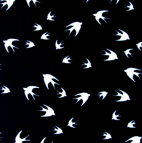 Swim Knit Nylon Lycra Flights of Fancy Black Birds