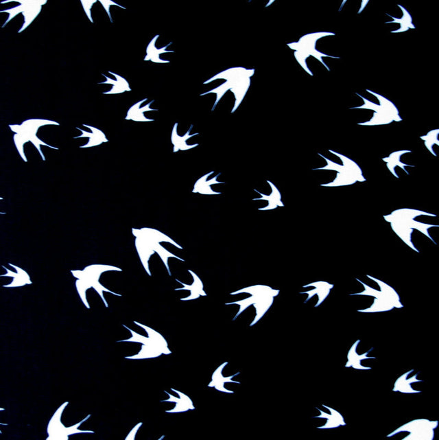 Swim Knit Nylon Lycra Flights of Fancy Black Birds