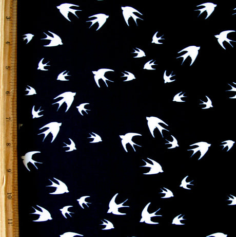 Swim Knit Nylon Lycra Flights of Fancy Black Birds