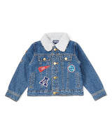 Denim Aviator Boy Jacket - Denim Fabric, Patched, Dark Blue/Light Blue (1 Piece)