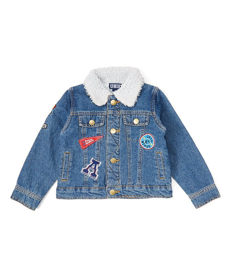 Denim Aviator Boy Jacket - Denim Fabric, Patched, Dark Blue/Light Blue (1 Piece)