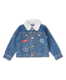 Denim Aviator Boy Jacket - Denim Fabric, Patched, Dark Blue/Light Blue (1 Piece)