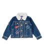 Denim Aviator Boy Jacket - Denim Fabric, Patched, Dark Blue/Light Blue (1 Piece)