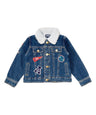 Denim Aviator Boy Jacket - Denim Fabric, Patched, Dark Blue/Light Blue (1 Piece)