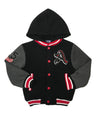 Boy Varsity Fleece Jacket - Snap Button Closure, Navy, Burgundy, Red, Charcoal, Black (1 Piece)