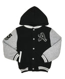Boy Varsity Fleece Jacket - Snap Button Closure, Navy, Burgundy, Red, Charcoal, Black (1 Piece)